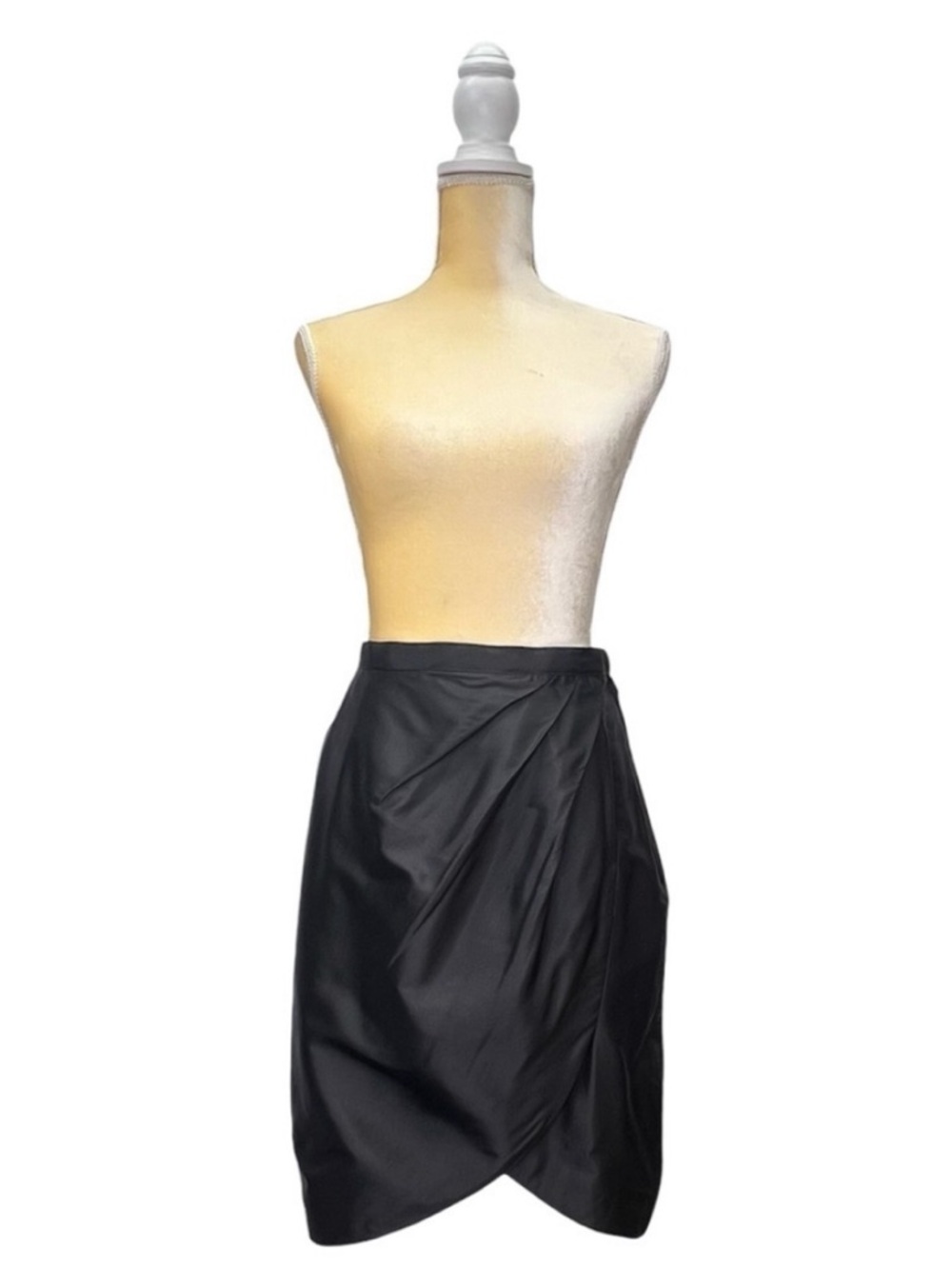 Marisa Baratelli Silk Tulip Skirt Size 10 Black Medium Faux Wrap Balloon New NWT